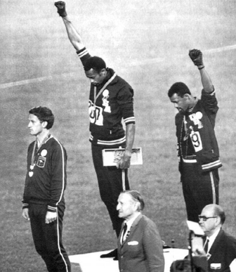 tommy smith and john carlos who were expelled from the 1968 olympics after raising their hands in solidarity