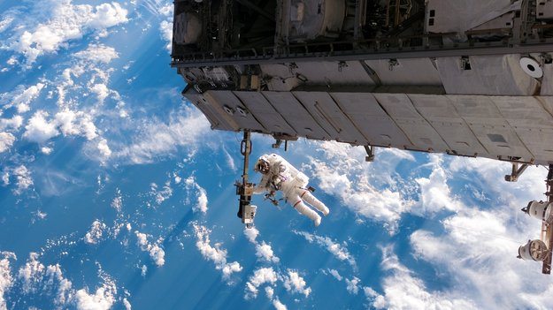 Robert Curbeam during the first spacewalk of the STS 116 mission large